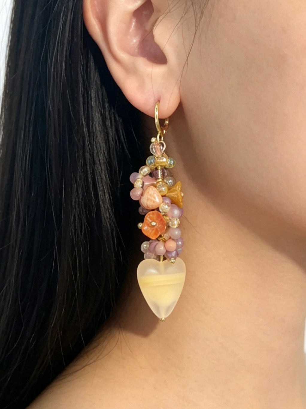 「Flutter Heart」Handmade Asymmetrical Heart Earrings