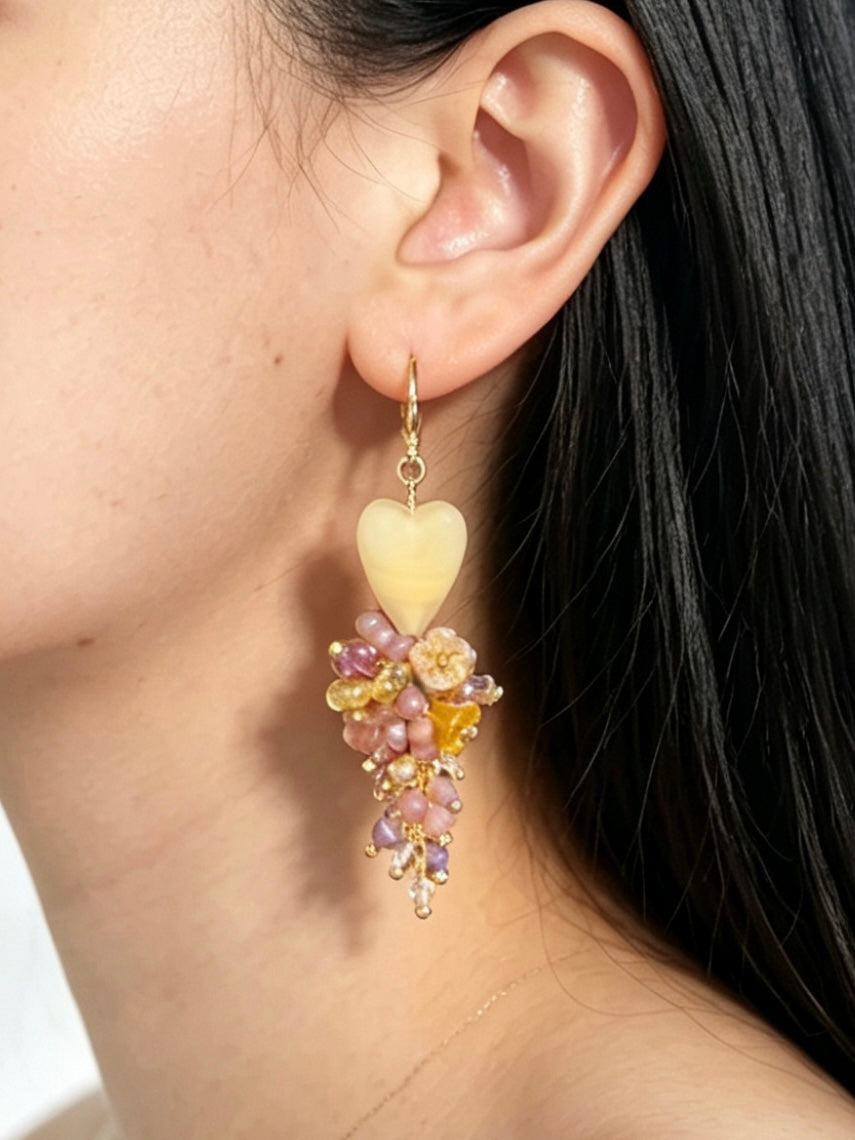 「Flutter Heart」Handmade Asymmetrical Heart Earrings