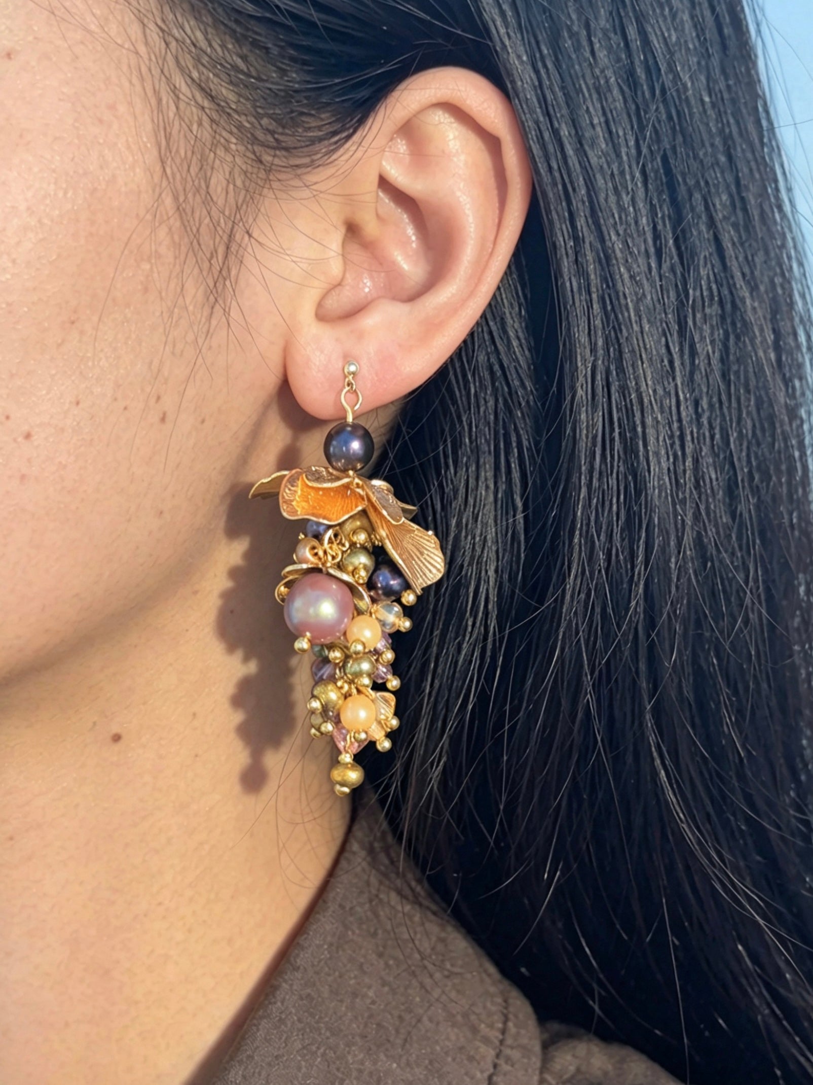 「Pendant Grapes」Handmade Grape-shaped Earrings