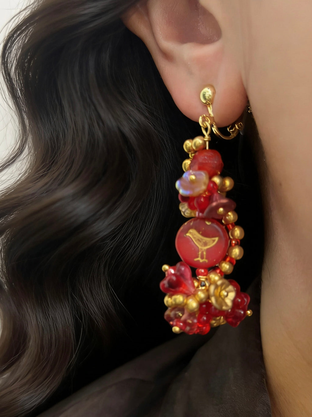 「Daydreaming Bird」Handmade Beaded Earrings