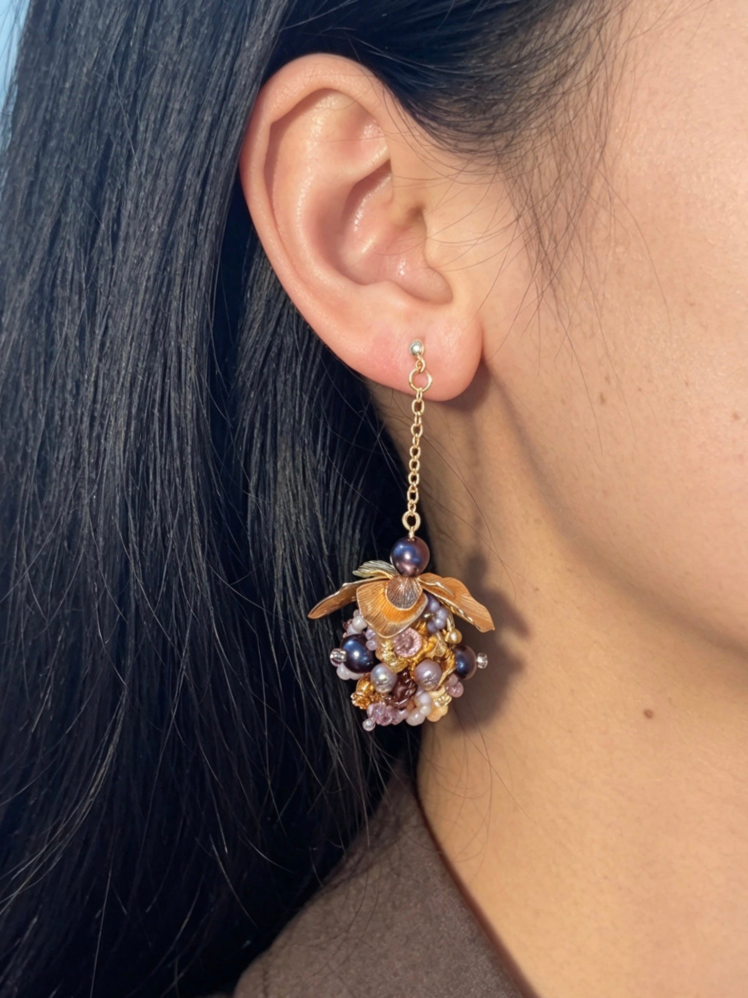 「Pendant Grapes」Handmade Grape-shaped Earrings