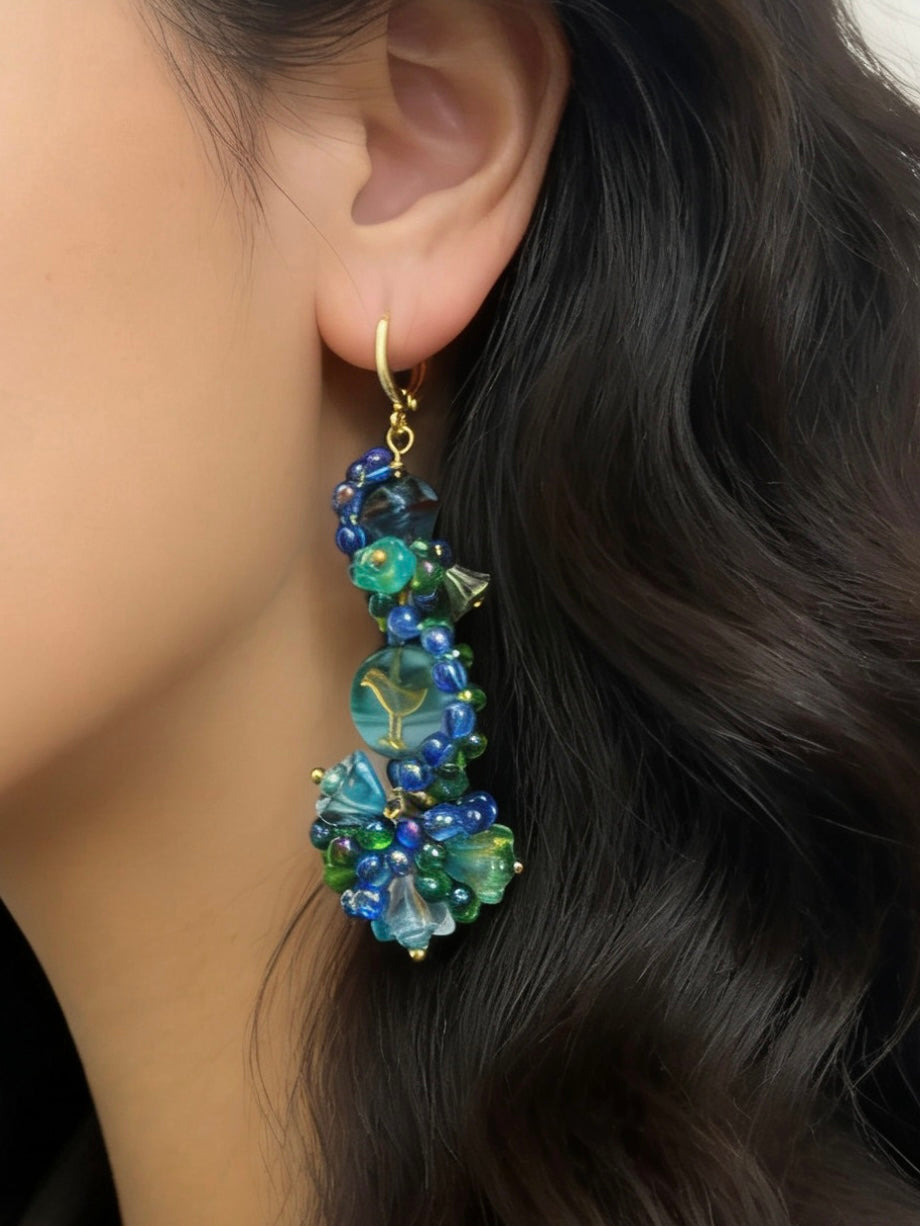 「Daydreaming Bird」Handmade Beaded Earrings
