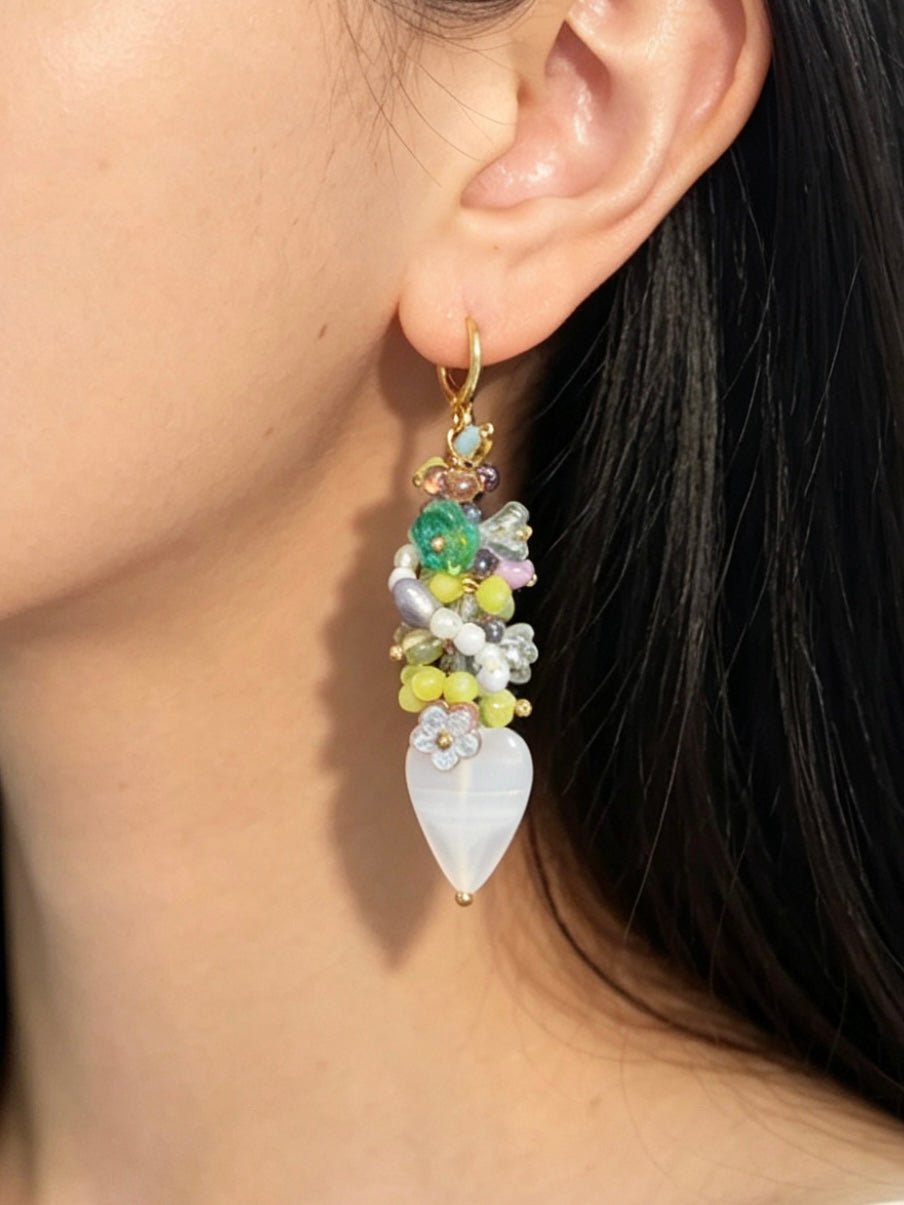「Flutter Heart」Handmade Asymmetrical Heart Earrings