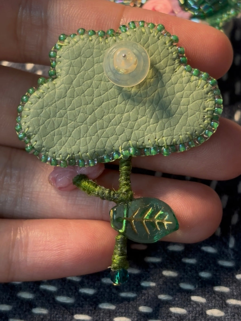 「Floater twig」Hand-Embroidered Flower Earrings: Bead Embroidery Floral Stud Earrings