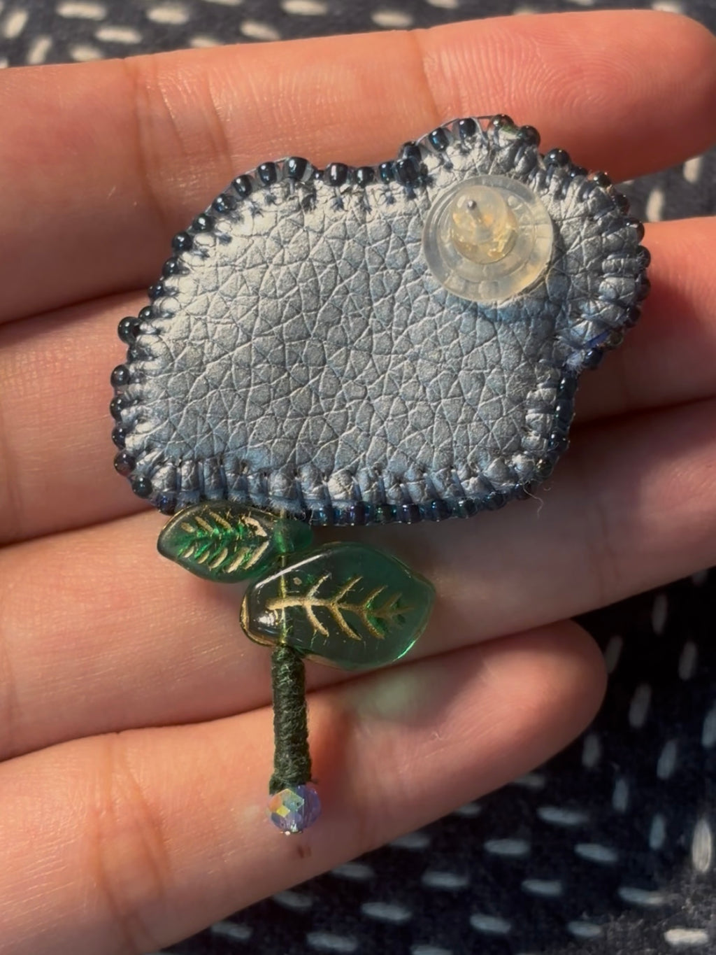 「Floater twig」Hand-Embroidered Flower Earrings: Bead Embroidery Floral Stud Earrings