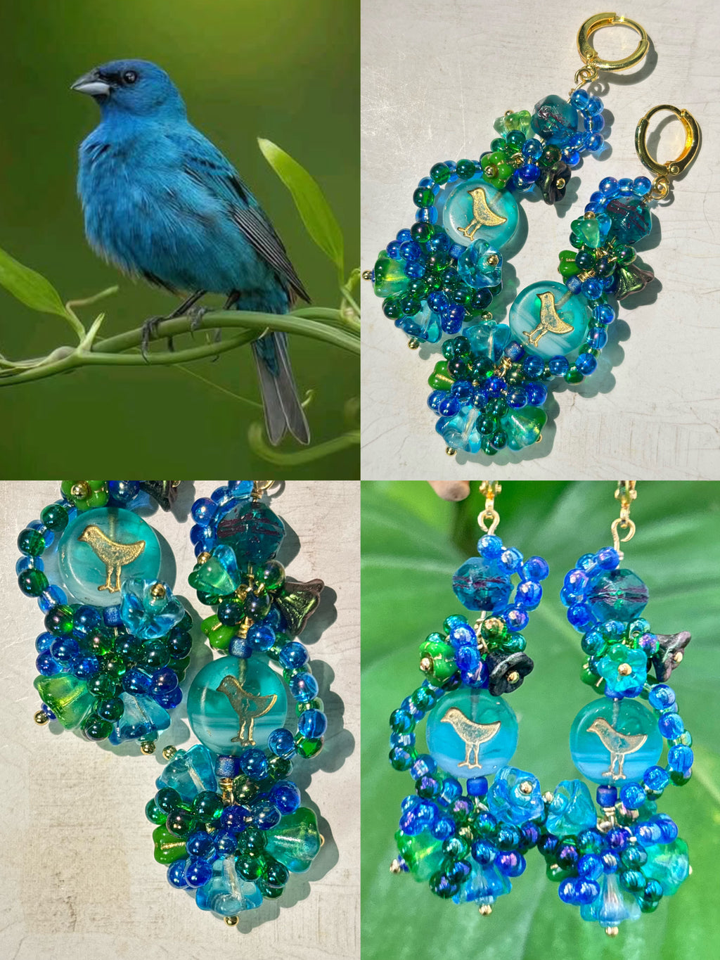 「Daydreaming Bird」Handmade Beaded Earrings