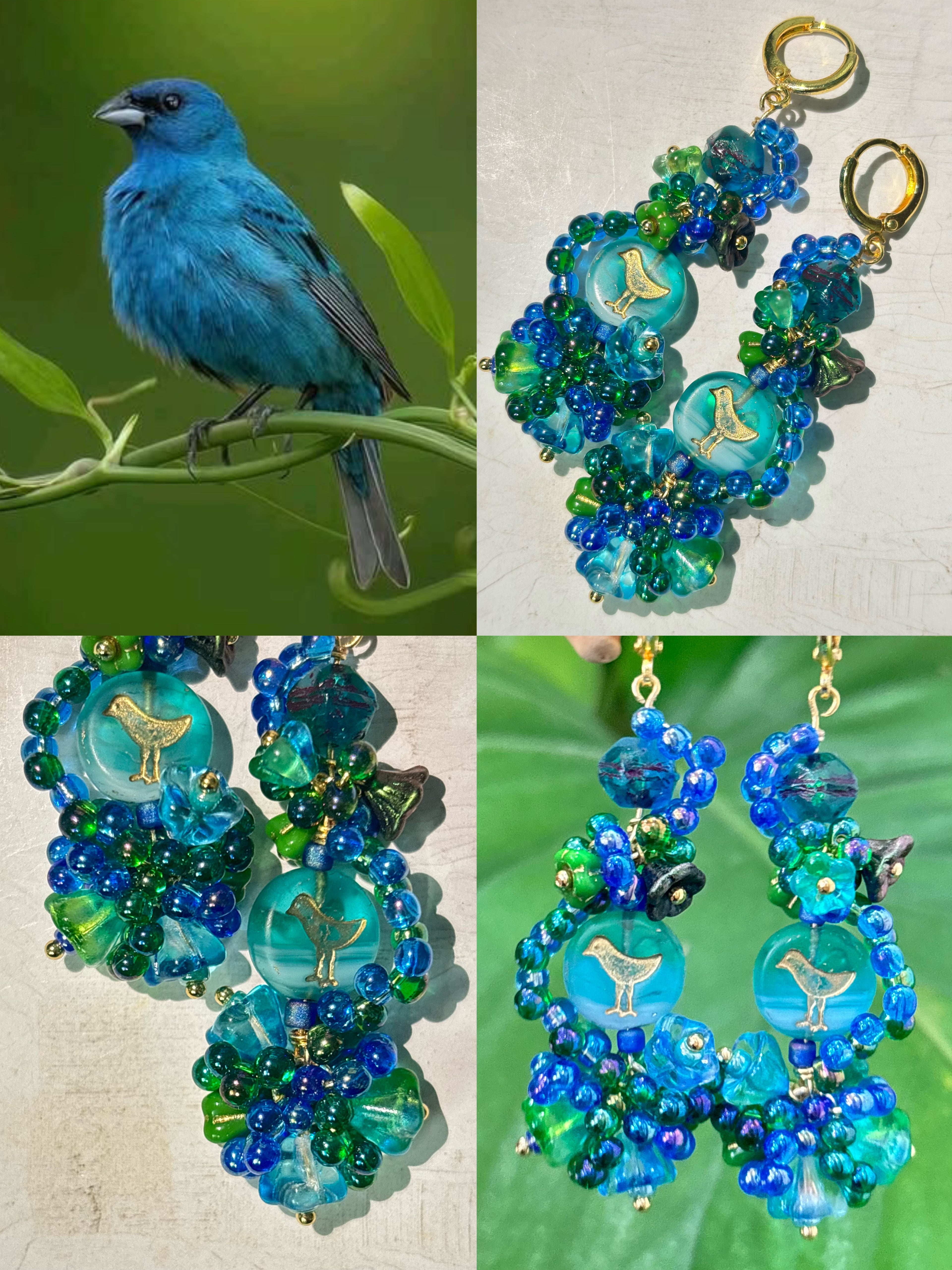 「Daydreaming Bird」Handmade Beaded Earrings