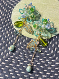 「Floral Cluster x Morning Dew」Handmade Beaded Flower Earrings Floral Stud Earrings