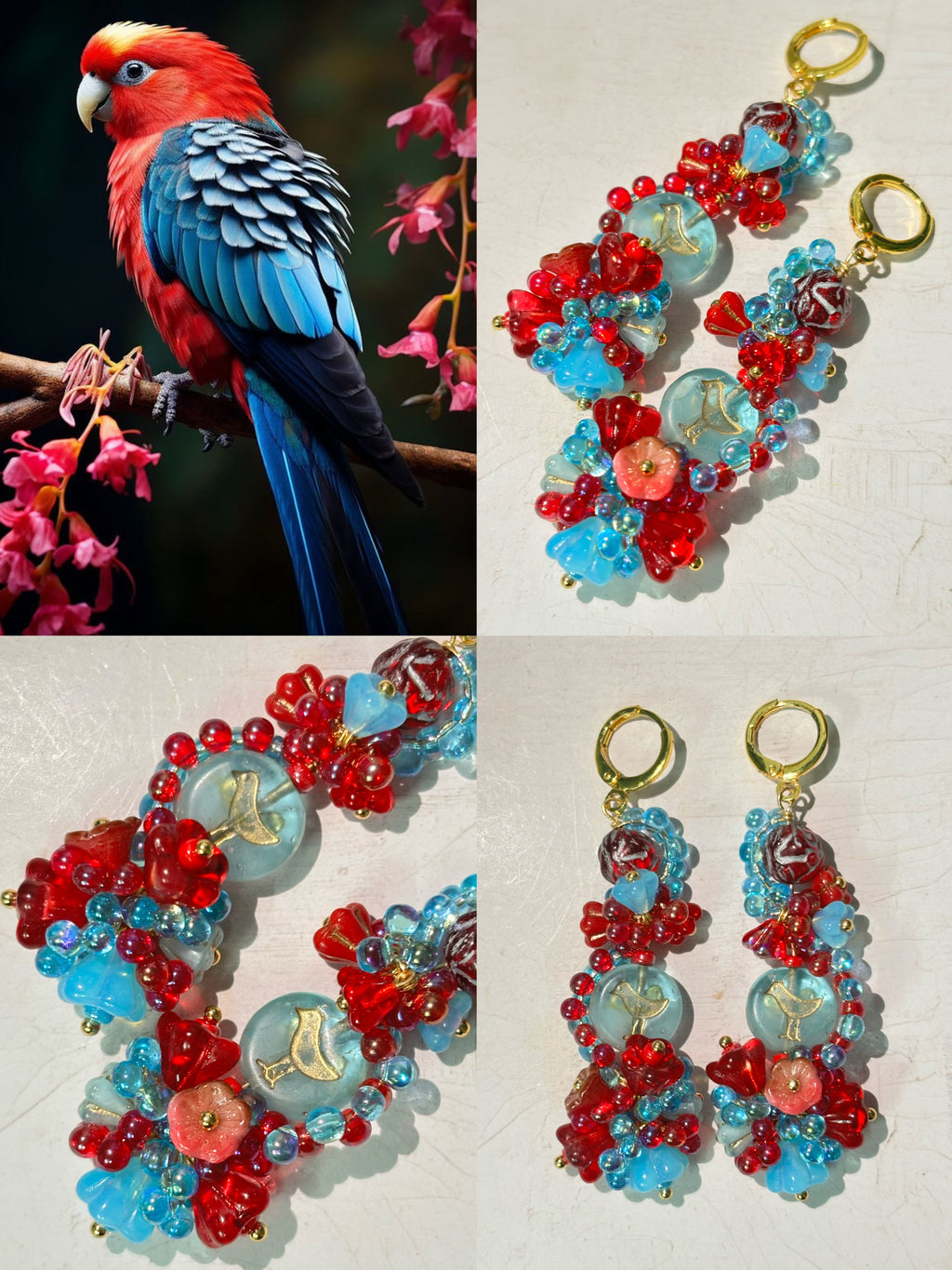 「Daydreaming Bird」Handmade Beaded Earrings