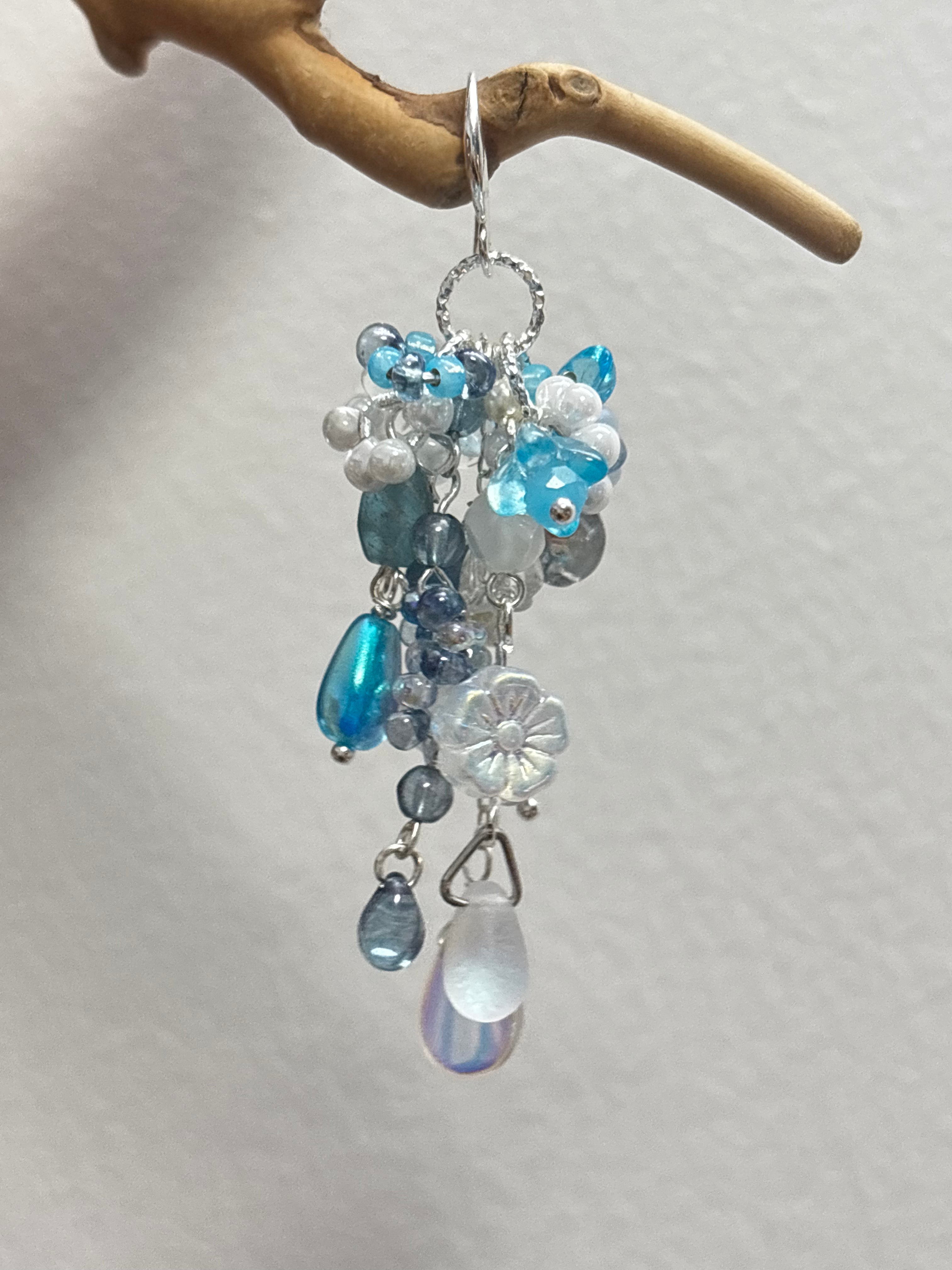 「Glacier Waterfall」 Handmade Earrings with Czech Glass Beads