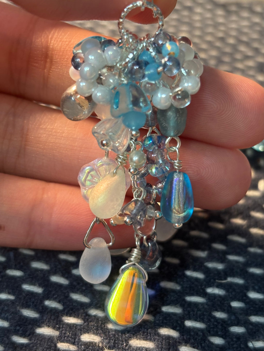 「Glacier Waterfall」 Handmade Earrings with Czech Glass Beads
