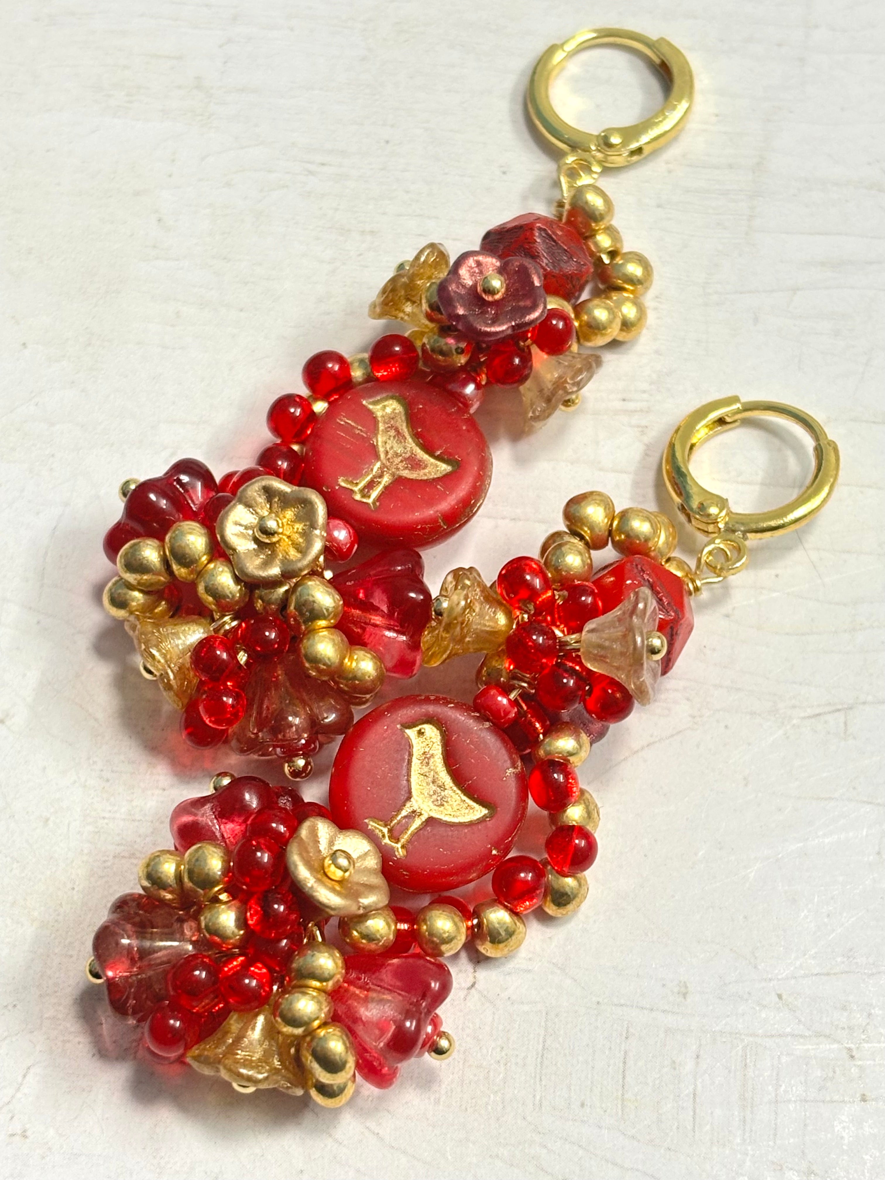 「Daydreaming Bird」Handmade Beaded Earrings