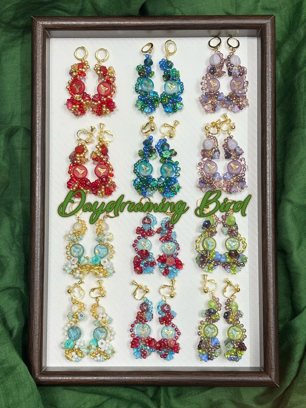 「Daydreaming Bird」Handmade Beaded Earrings