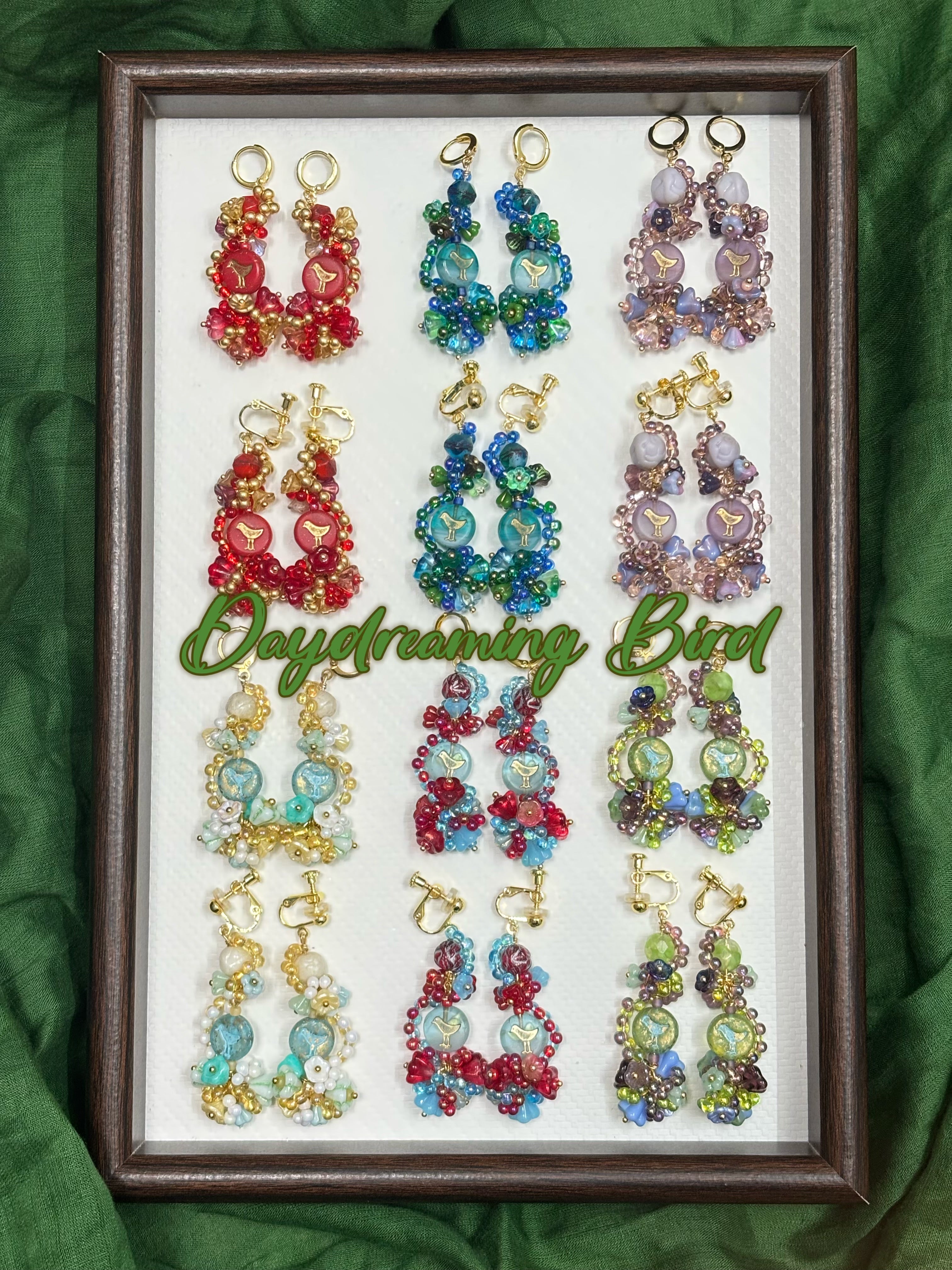 「Daydreaming Bird」Handmade Beaded Earrings