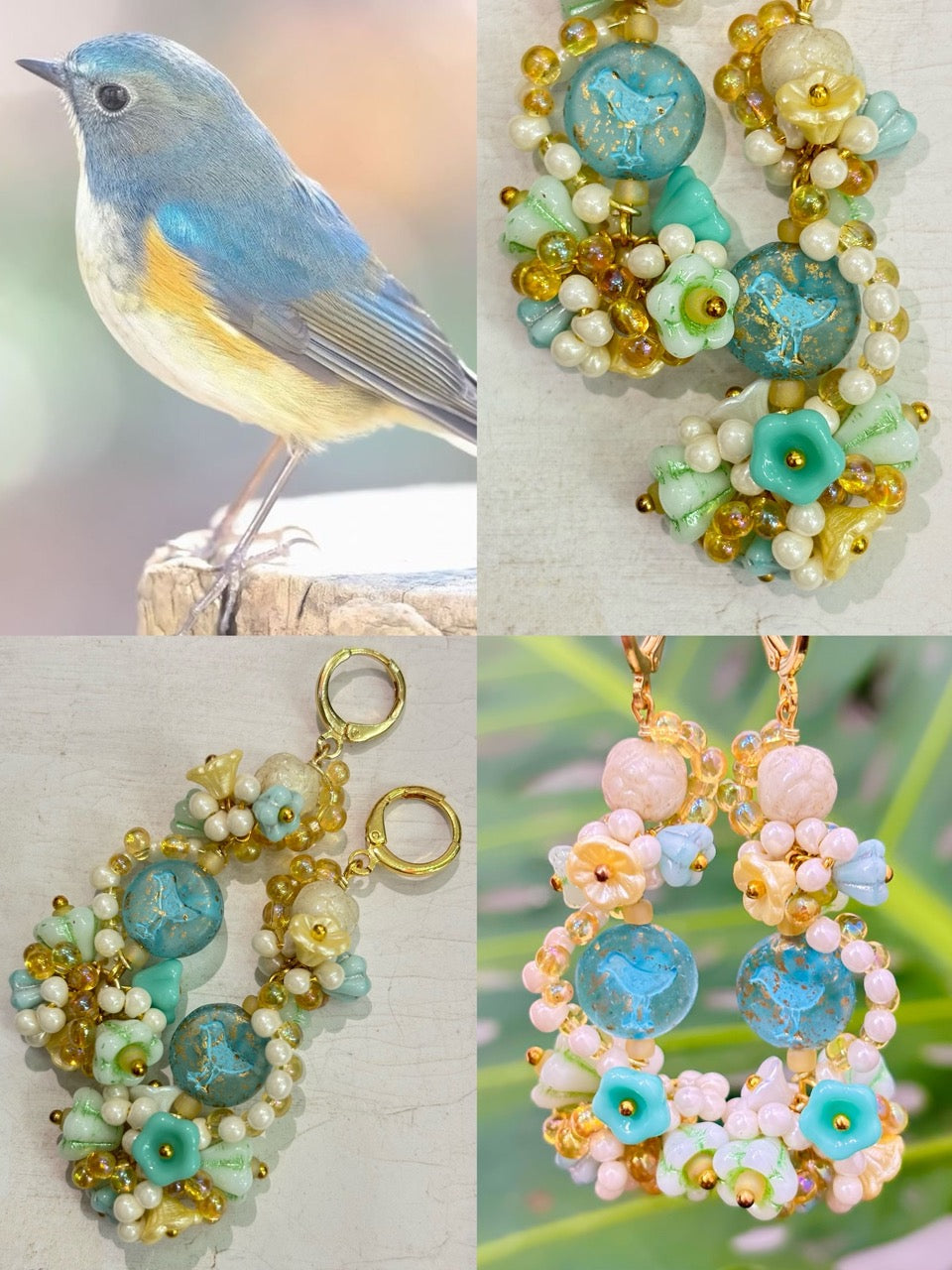 「Daydreaming Bird」Handmade Beaded Earrings
