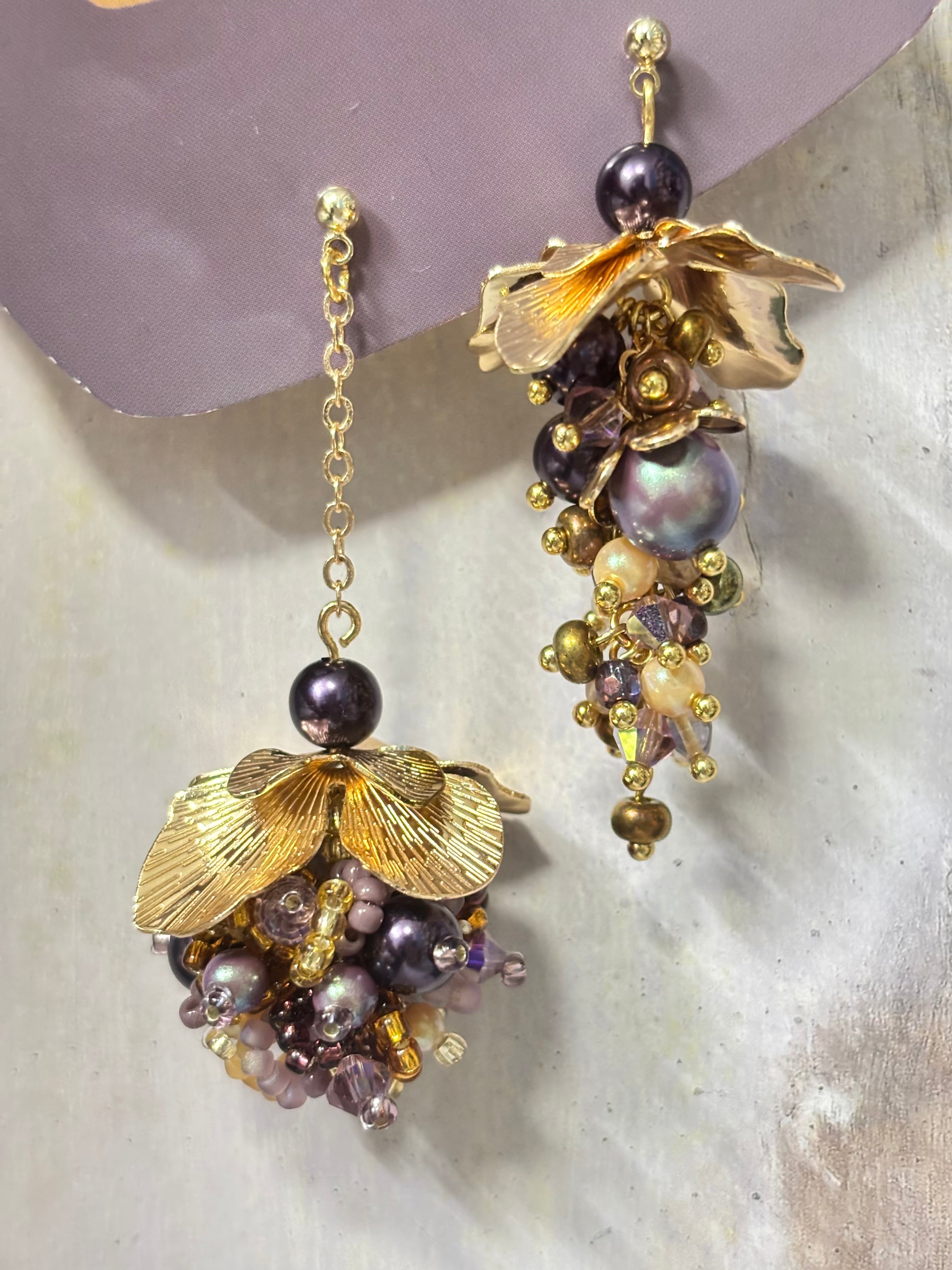 「Pendant Grapes」Handmade Grape-shaped Earrings