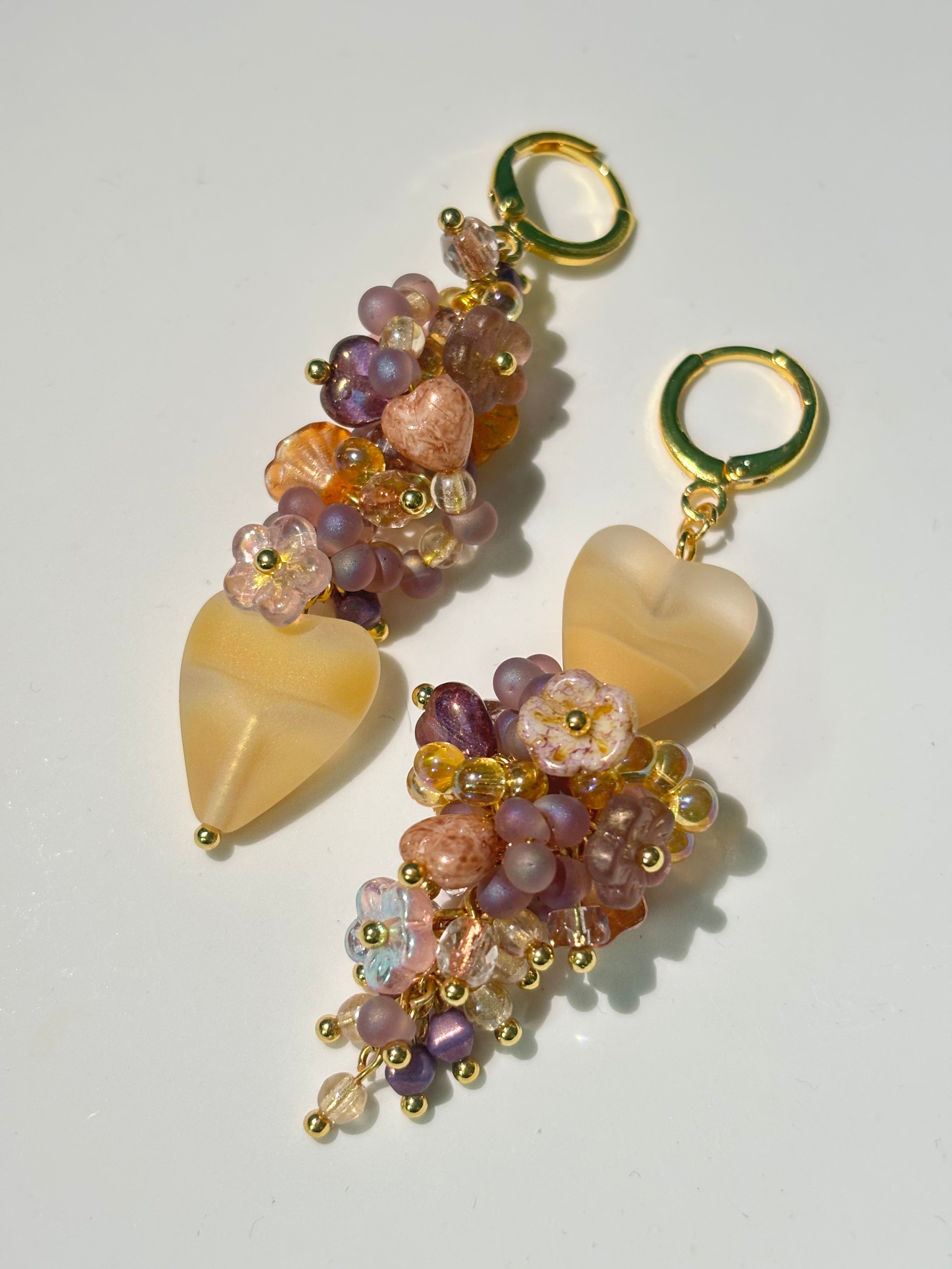 「Flutter Heart」Handmade Asymmetrical Heart Earrings