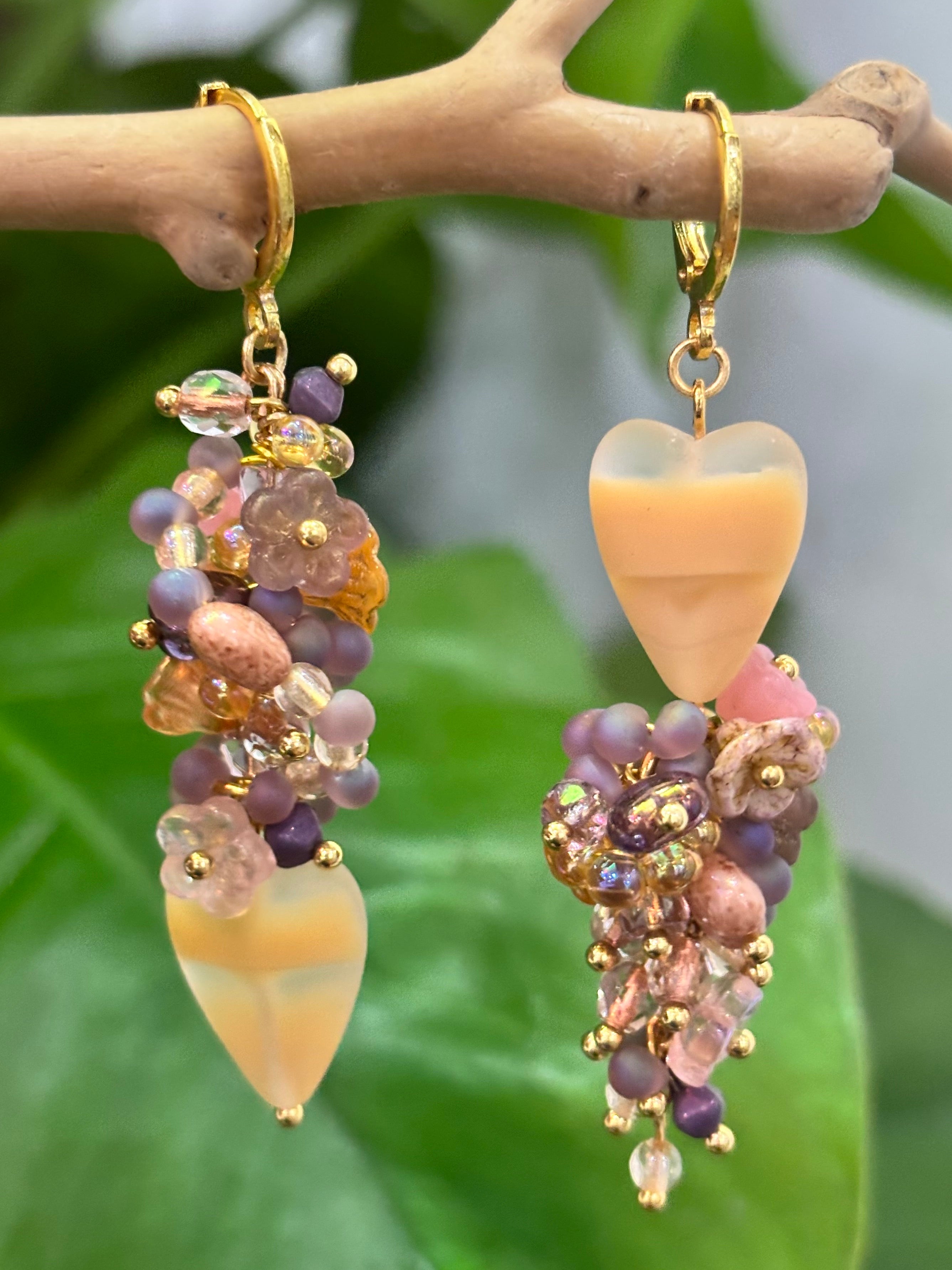 「Flutter Heart」Handmade Asymmetrical Heart Earrings