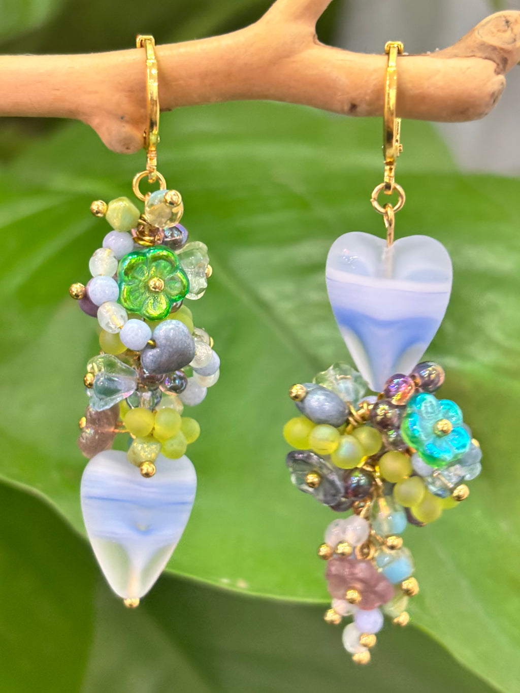 「Flutter Heart」Handmade Asymmetrical Heart Earrings