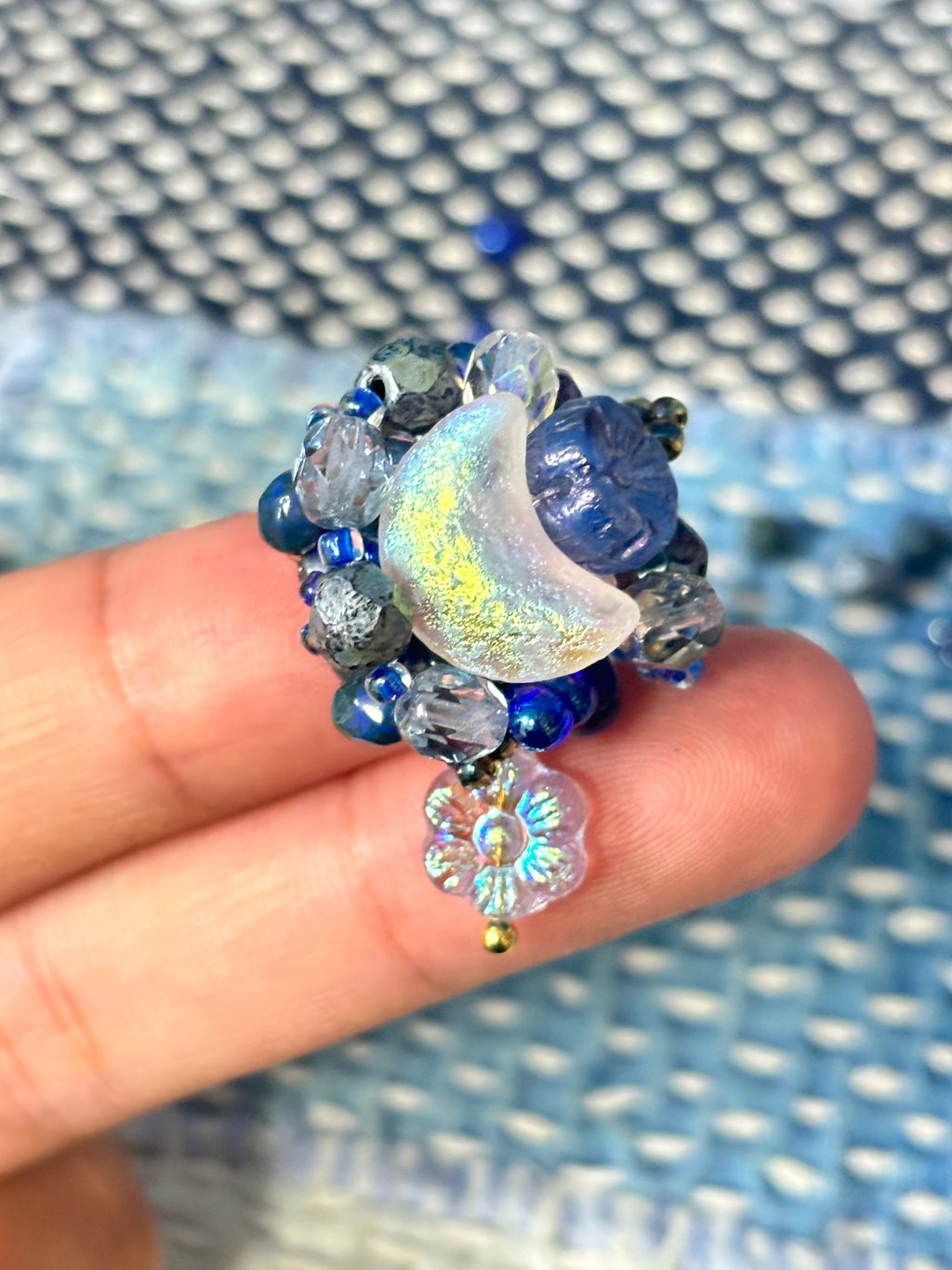 「Moonlit Blossoms」Handmade Beaded Earrings