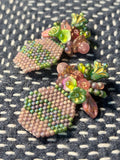 「Flat Vase」Handmade Beaded Floral Earrings