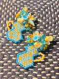 「Flat Vase」Handmade Flower Arrangement Earrings | Beaded Flower Jewelry