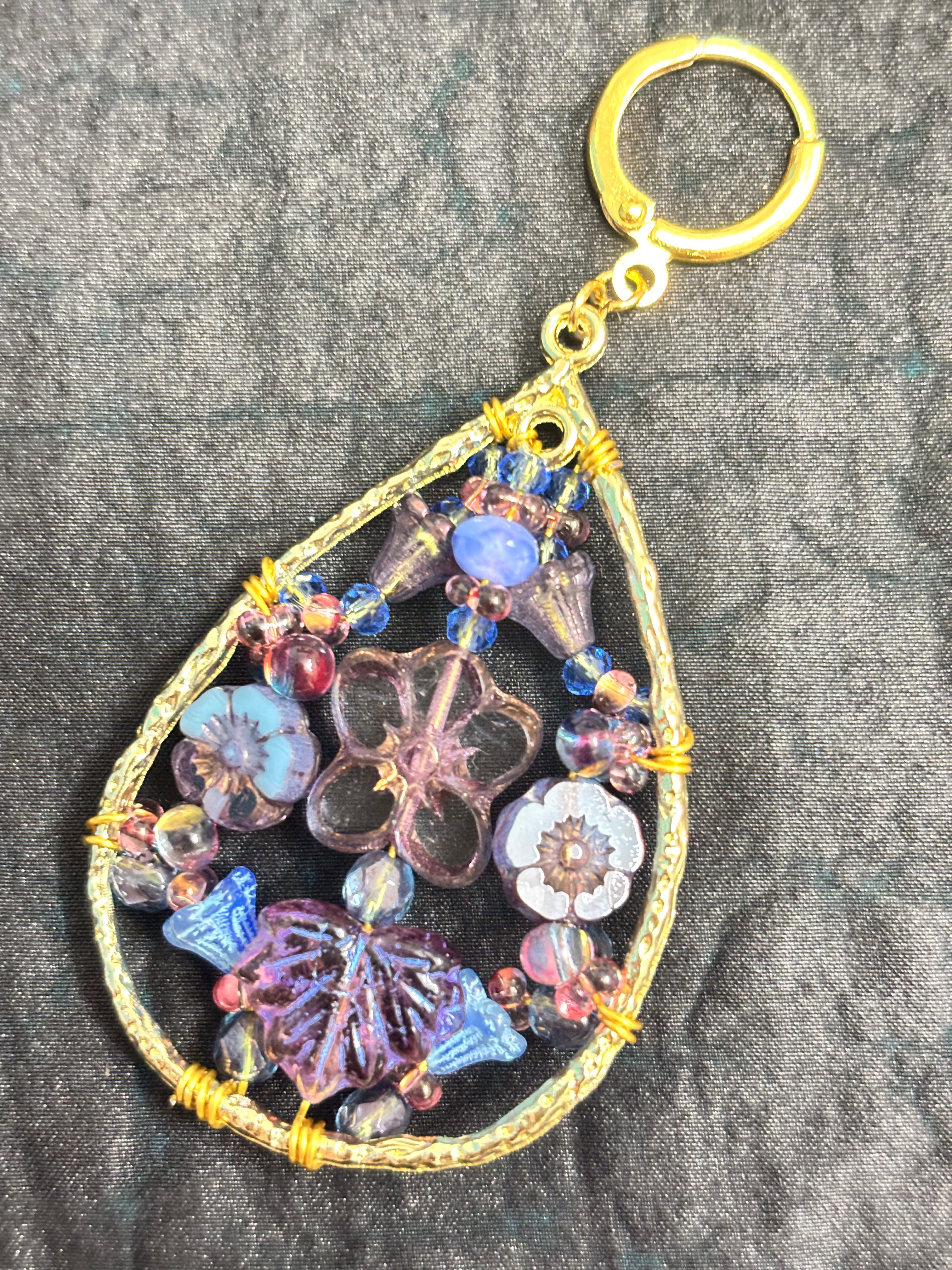 「Dreamcatcher Garden」Floral Dangle Earrings: Handmade Czech Glass Cottagecore Earrings