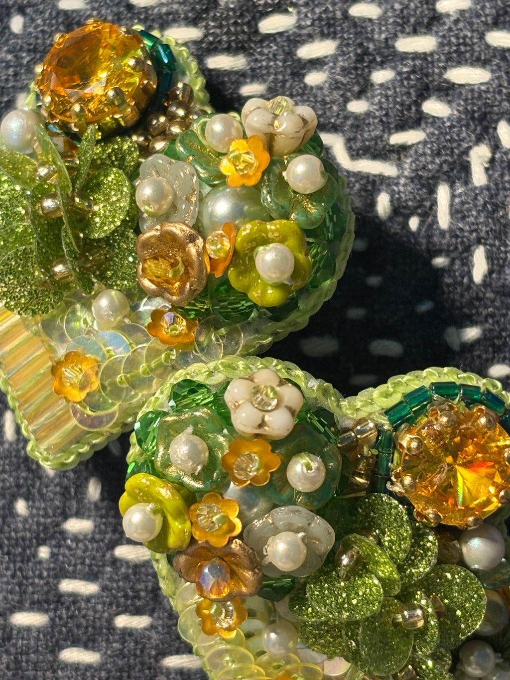 「Corner Flowerbed」Hand Embroidered Flower Earrings: Beaded Floral Stud Earrings