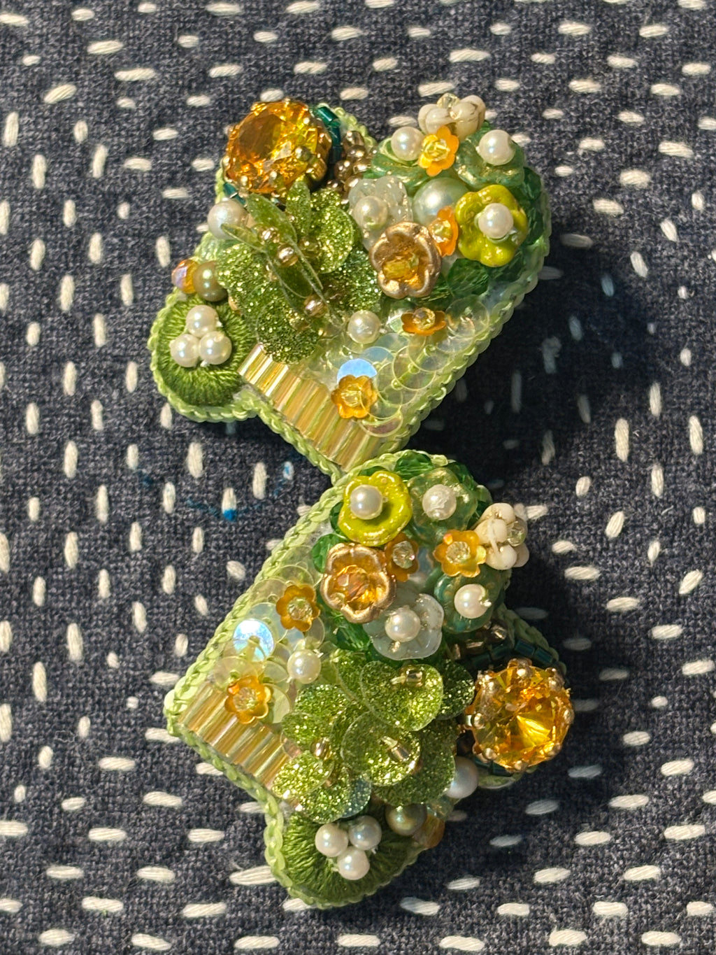 「Corner Flowerbed」Hand Embroidered Flower Earrings: Beaded Floral Stud Earrings