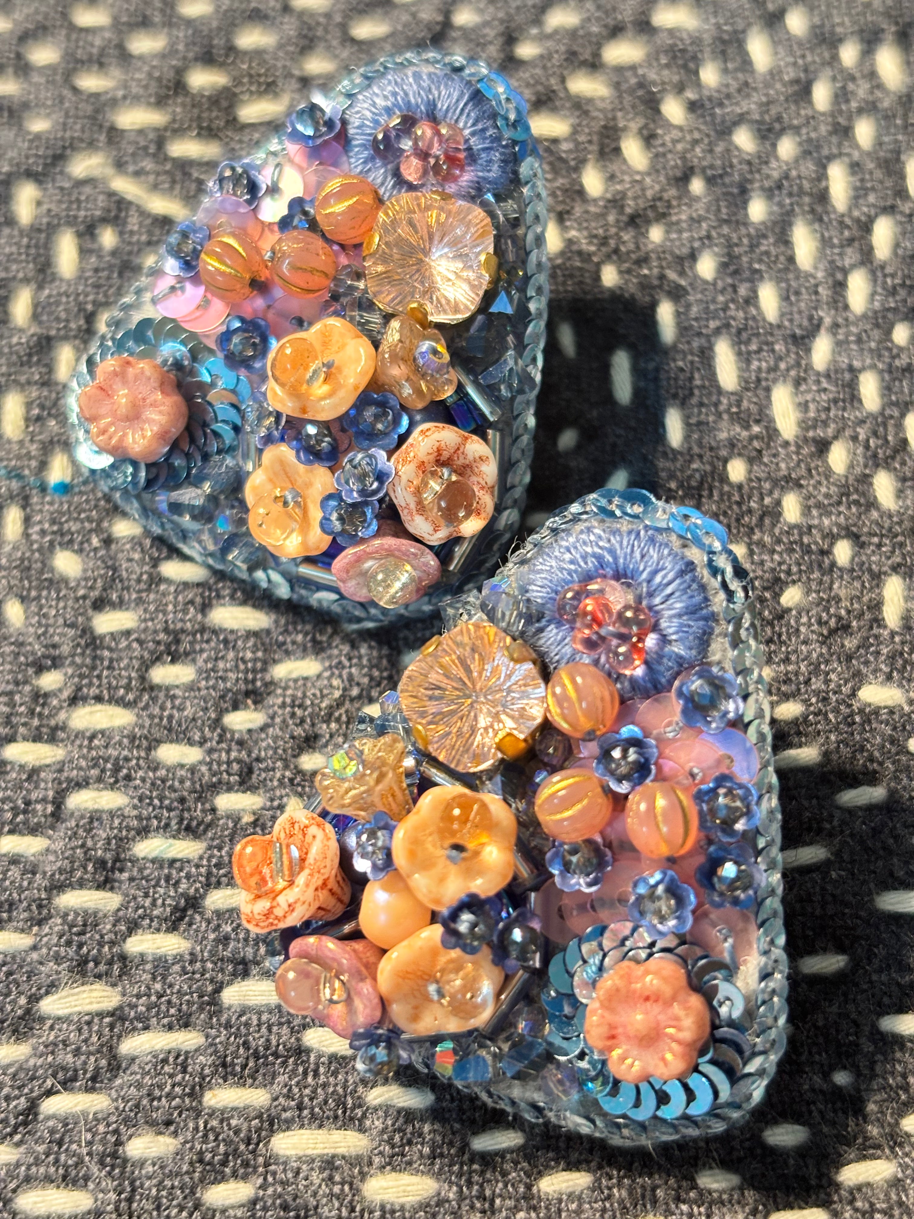 「Corner Flowerbed」Hand Embroidered Flower Earrings: Beaded Floral Stud Earrings
