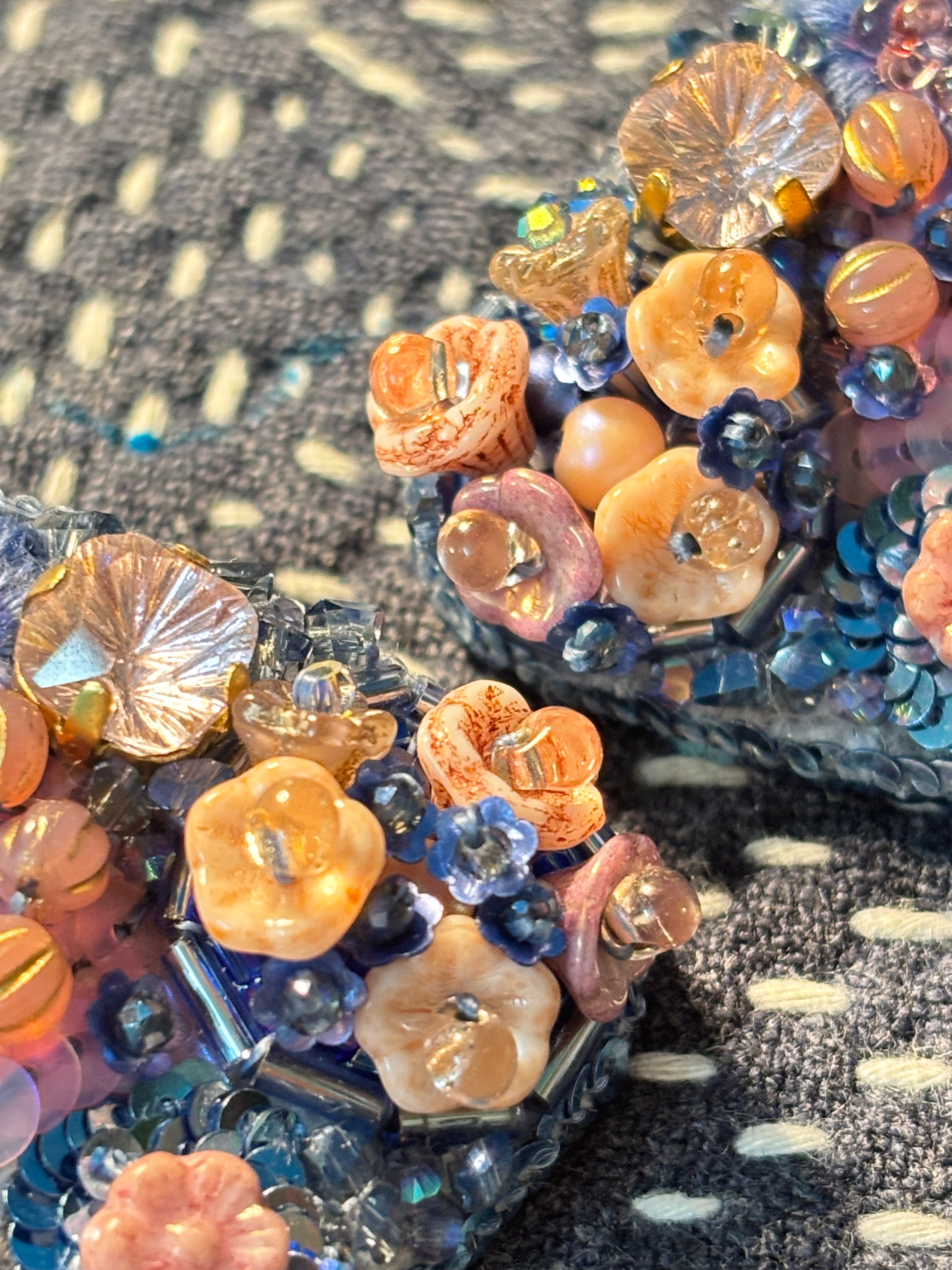 「Corner Flowerbed」Hand Embroidered Flower Earrings: Beaded Floral Stud Earrings