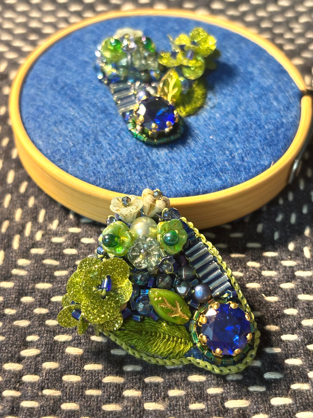 「Corner Flowerbed」Hand Embroidered Flower Earrings: Beaded Floral Stud Earrings