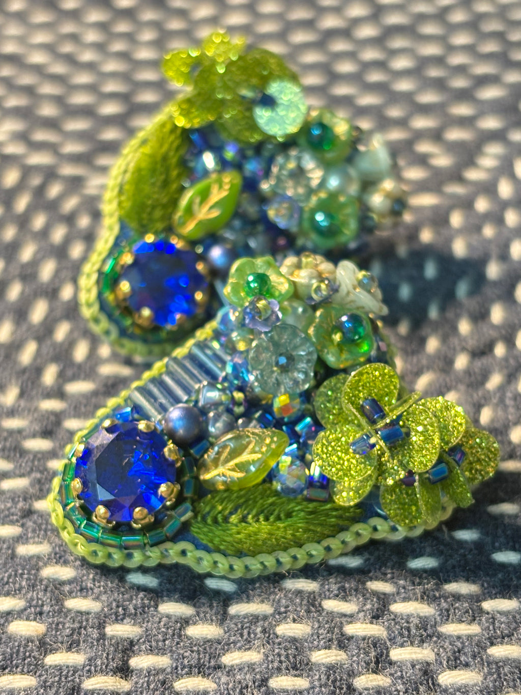「Corner Flowerbed」Hand Embroidered Flower Earrings: Beaded Floral Stud Earrings