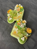 「Corner Flowerbed」Hand Embroidered Flower Earrings: Beaded Floral Stud Earrings