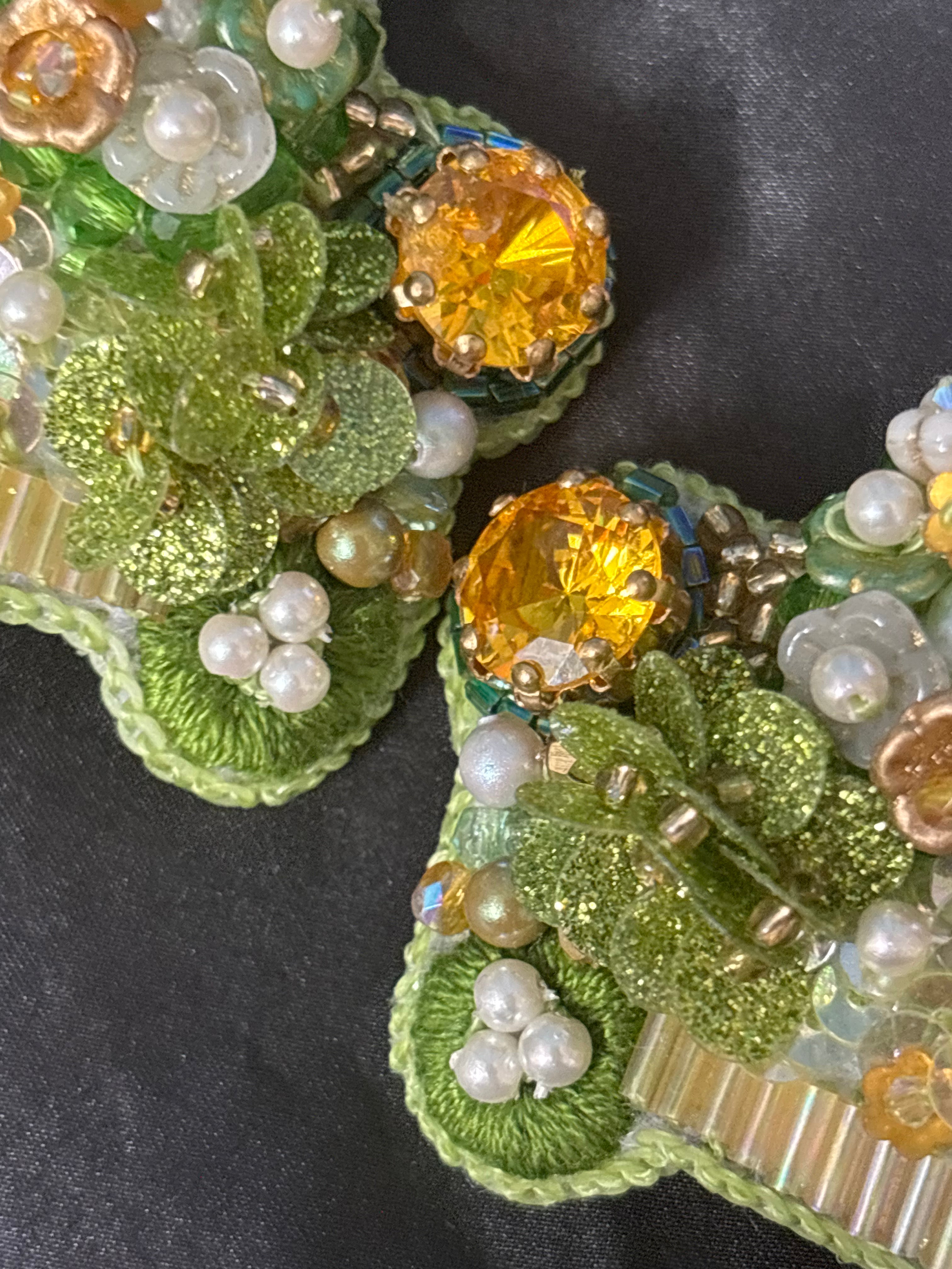 「Corner Flowerbed」Hand Embroidered Flower Earrings: Beaded Floral Stud Earrings