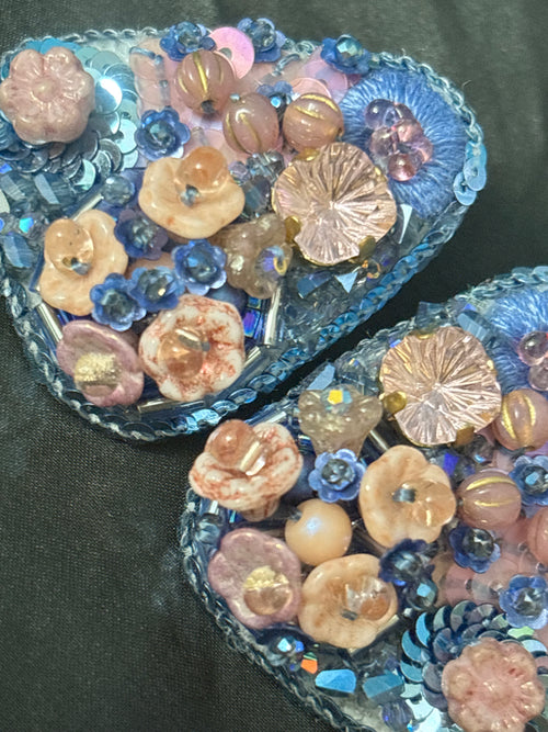 「Corner Flowerbed」Hand Embroidered Flower Earrings: Beaded Floral Stud Earrings