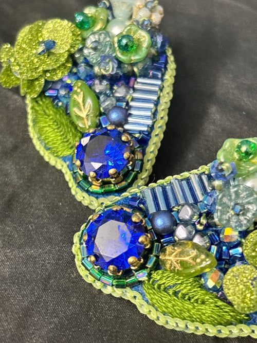 「Corner Flowerbed」Hand Embroidered Flower Earrings: Beaded Floral Stud Earrings