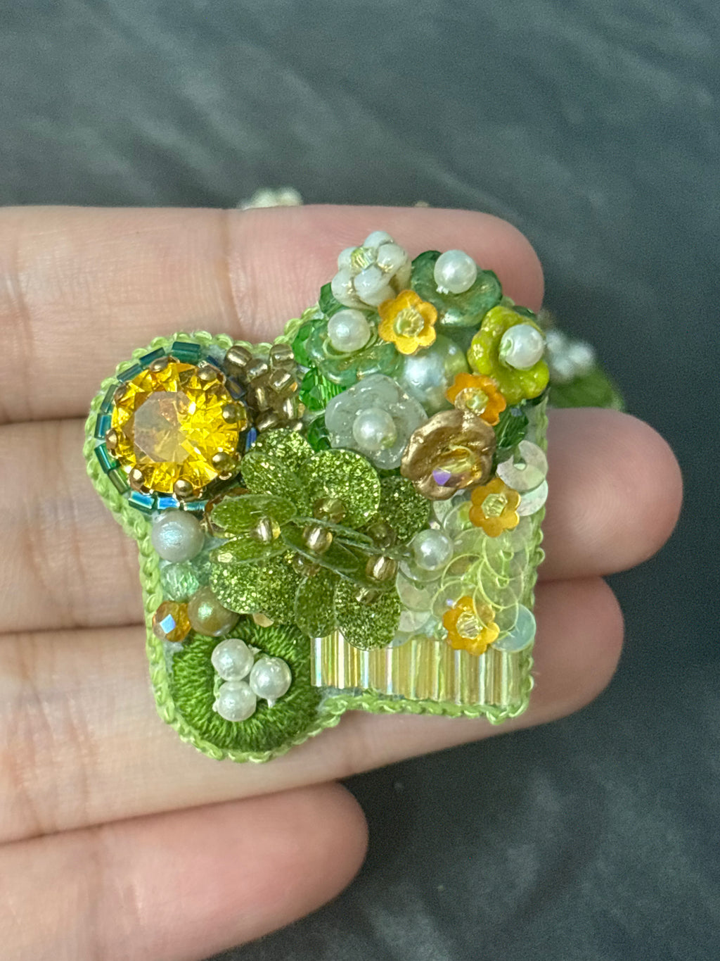 「Corner Flowerbed」Hand Embroidered Flower Earrings: Beaded Floral Stud Earrings