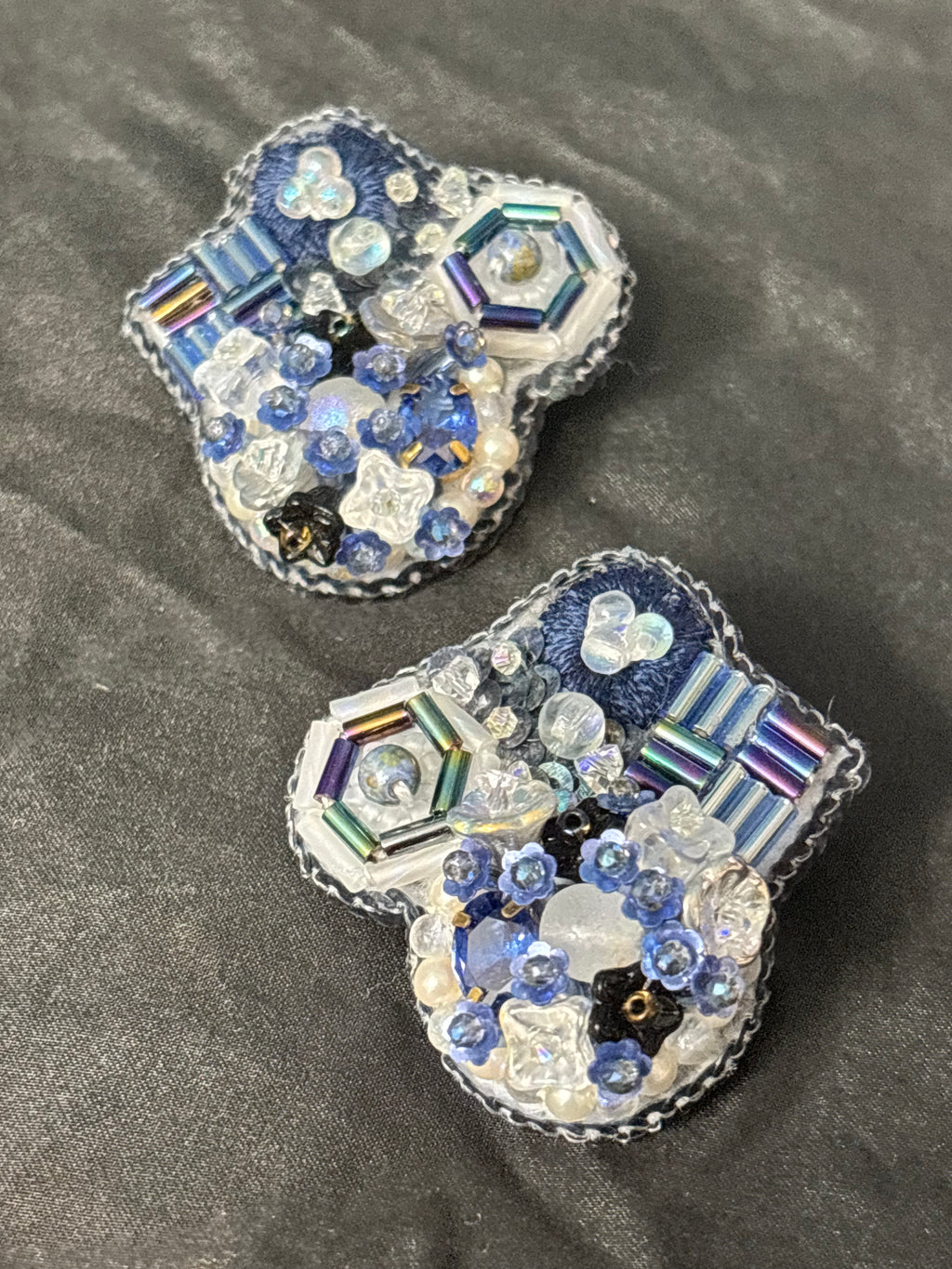 「Corner Flowerbed」Hand Embroidered Flower Earrings: Beaded Floral Stud Earrings