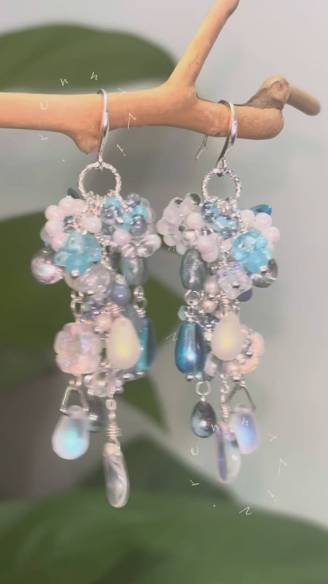 「Glacier Waterfall」 Handmade Earrings with Czech Glass Beads